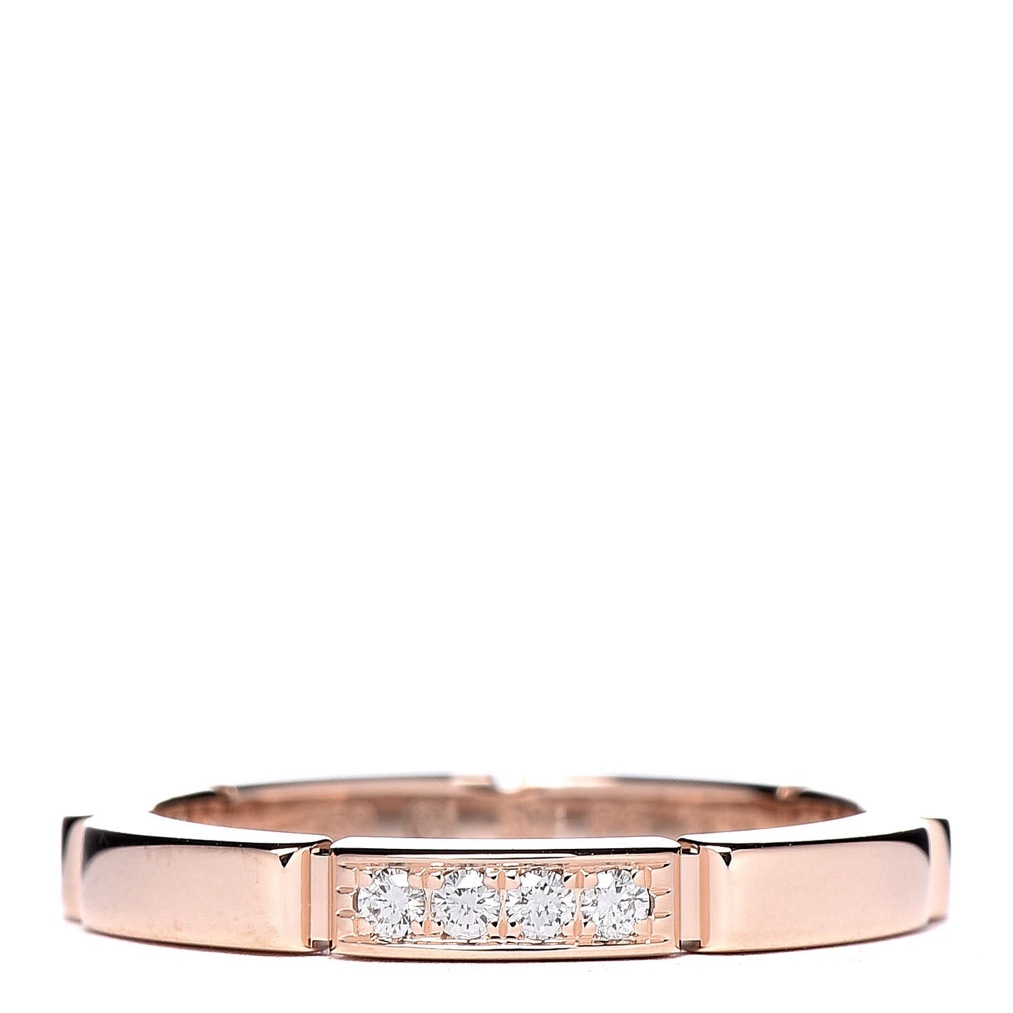 18K Pink Gold Diamond Maillon Panthere Wedding Band Ring 50 5.25