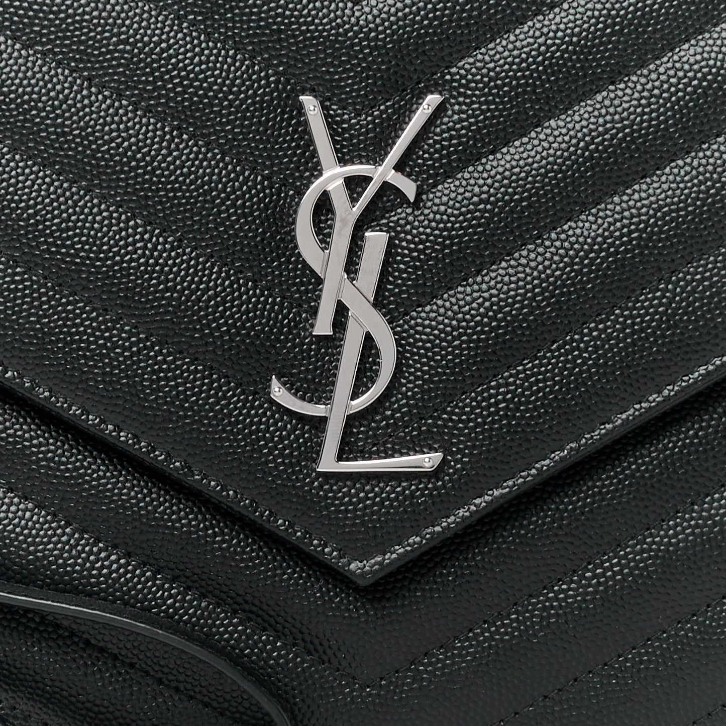 Grain De Poudre Matelasse Chevron Monogram Envelope Clutch Black