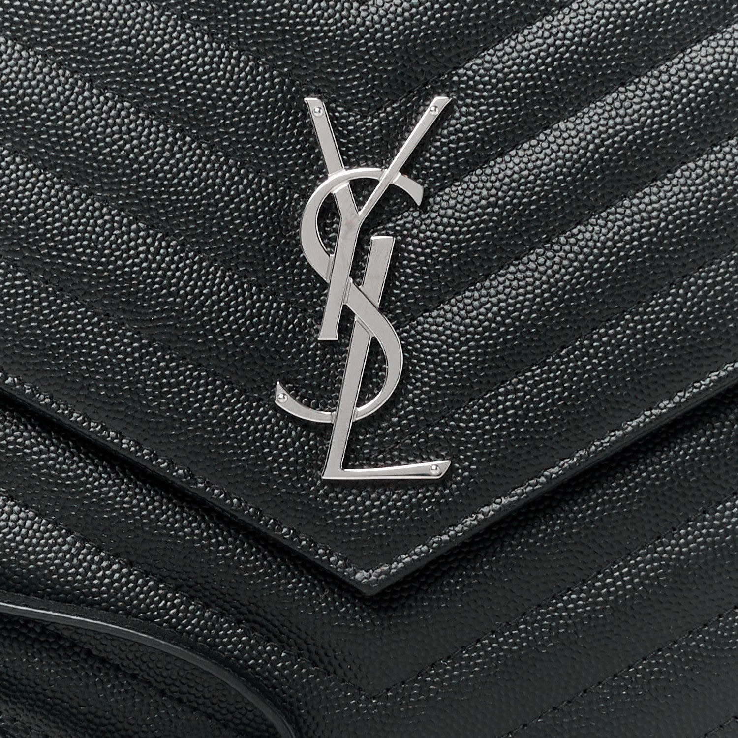 Saint Laurent Grain De Poudre Matelasse Chevron Monogram Envelope Clutch Black 8 of 12
