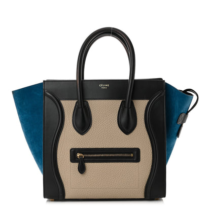 Celine Bullhide Calfskin Suede Mini Tri-Color Luggage Beige 1 of 12