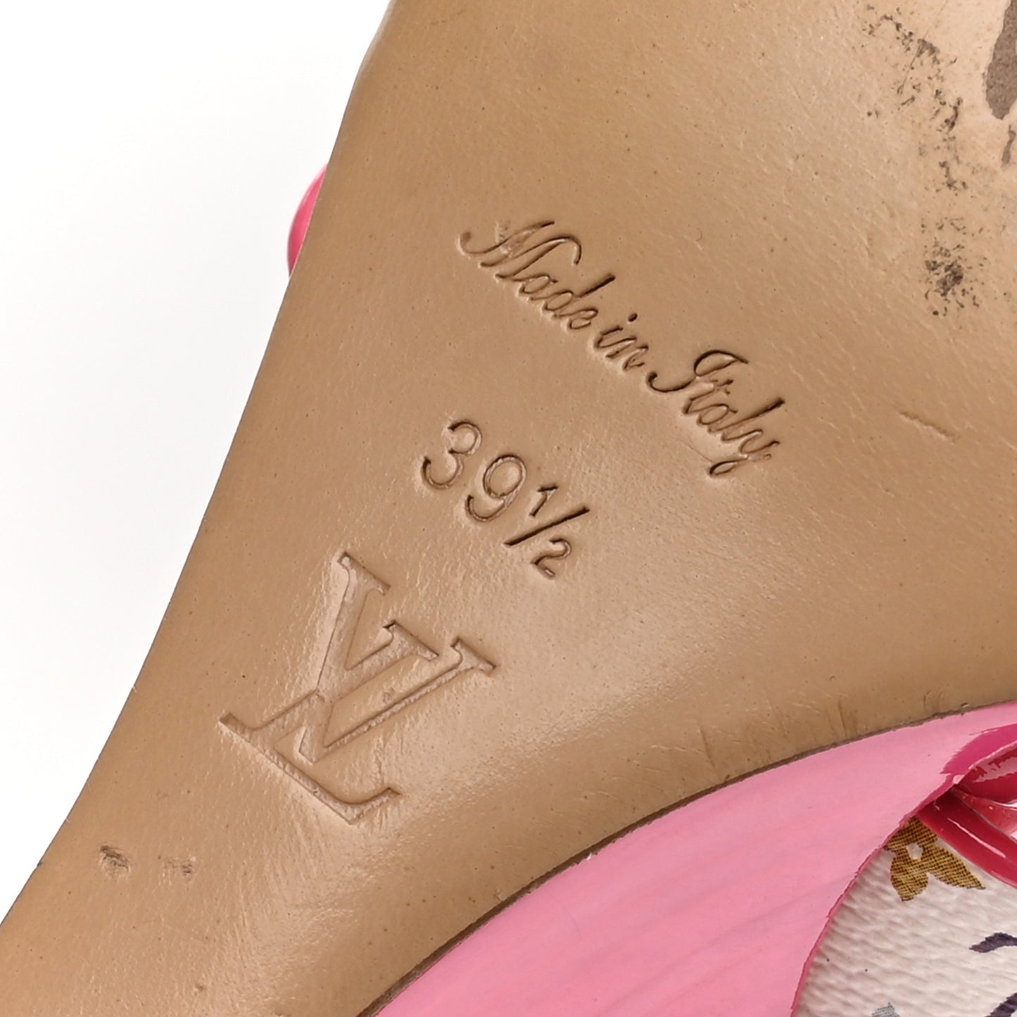 Monogram Multicolor Wedge Sandals 39.5 White Pink