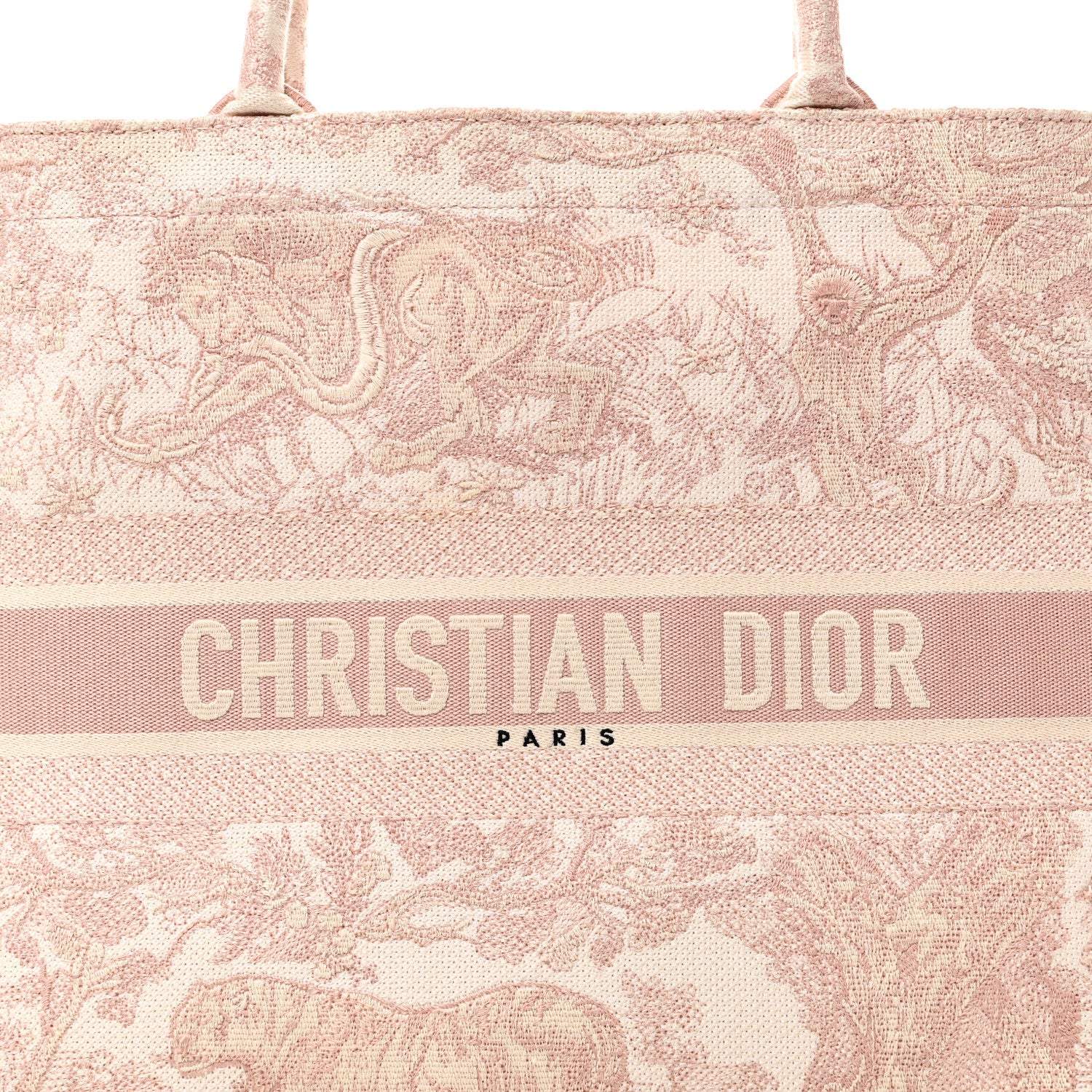 Christian Dior Canvas Toile De Jouy Embroidered Large Book Tote Pink 8 of 11