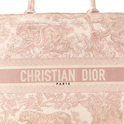 Christian Dior Canvas Toile De Jouy Embroidered Large Book Tote Pink 8 of 11