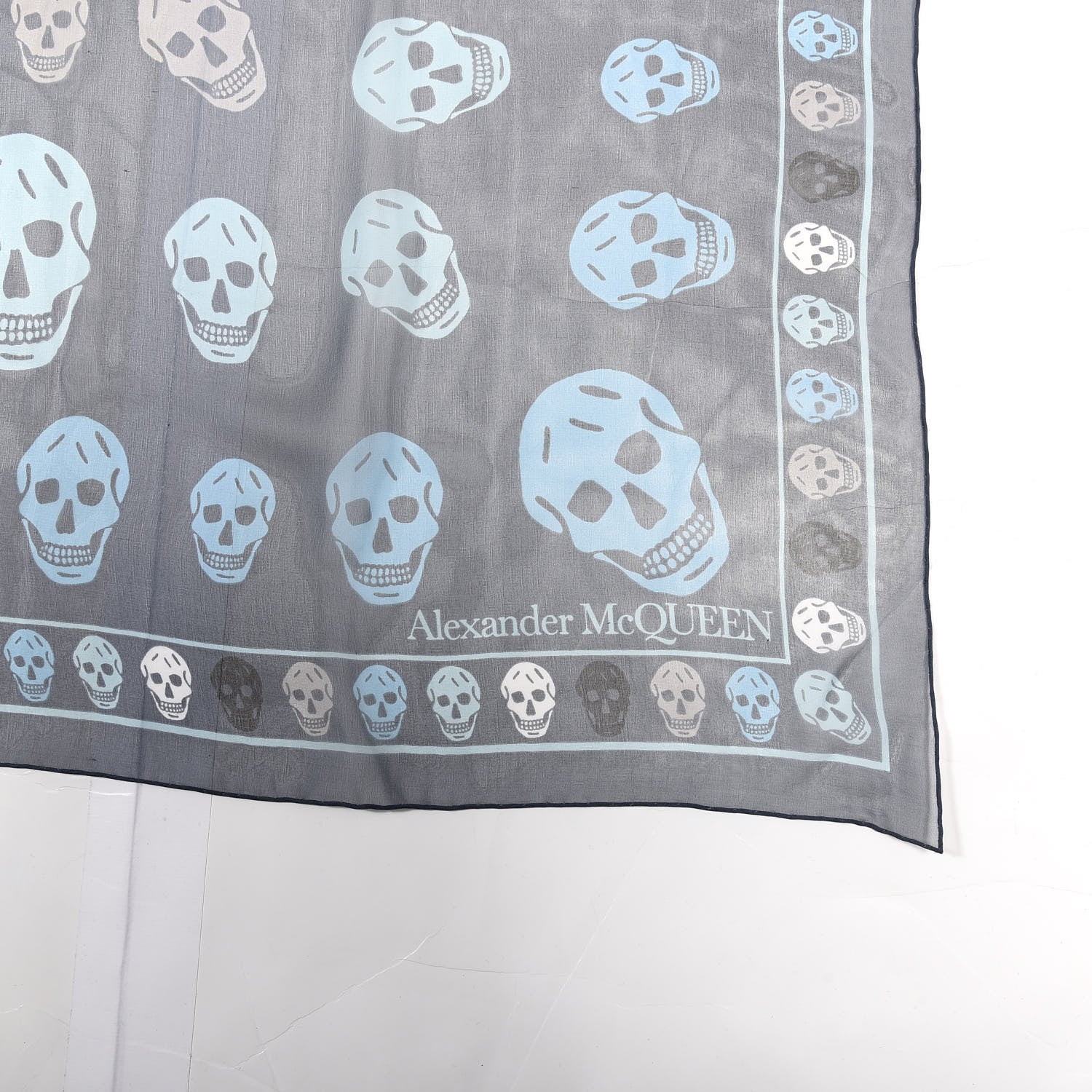 Alexander McQueen Silk Chiffon Multi Skull Scarf Sky Blue Sapphire 2 of 3
