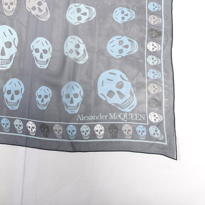 Alexander McQueen Silk Chiffon Multi Skull Scarf Sky Blue Sapphire 2 of 3