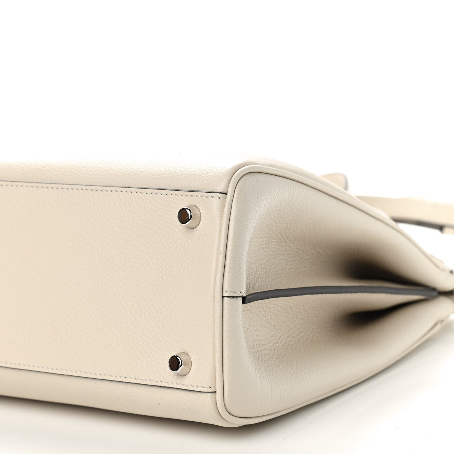 Grainy Calfskin Medium Zumi Top Handle Bag Mystic White