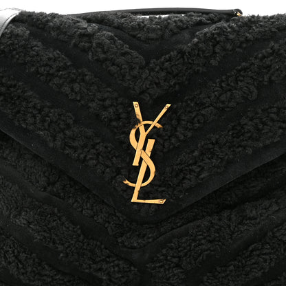 Saint Laurent Shearling Y Quilted Monogram Medium Loulou Chain Satchel Black 8 of 10