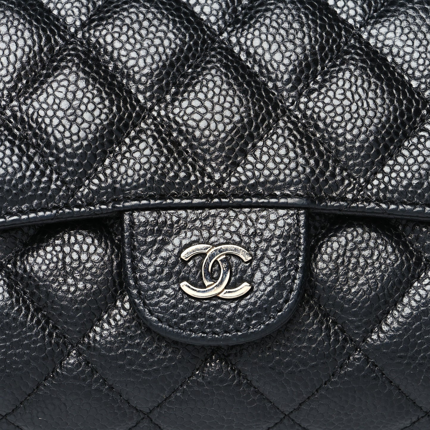 Caviar Quilted Flap Cosmetic Case Black