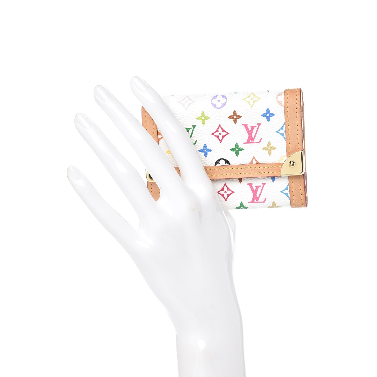 Louis Vuitton Monogram Multicolor Porte-Monnaie Plat Coin Purse White 2 of 7