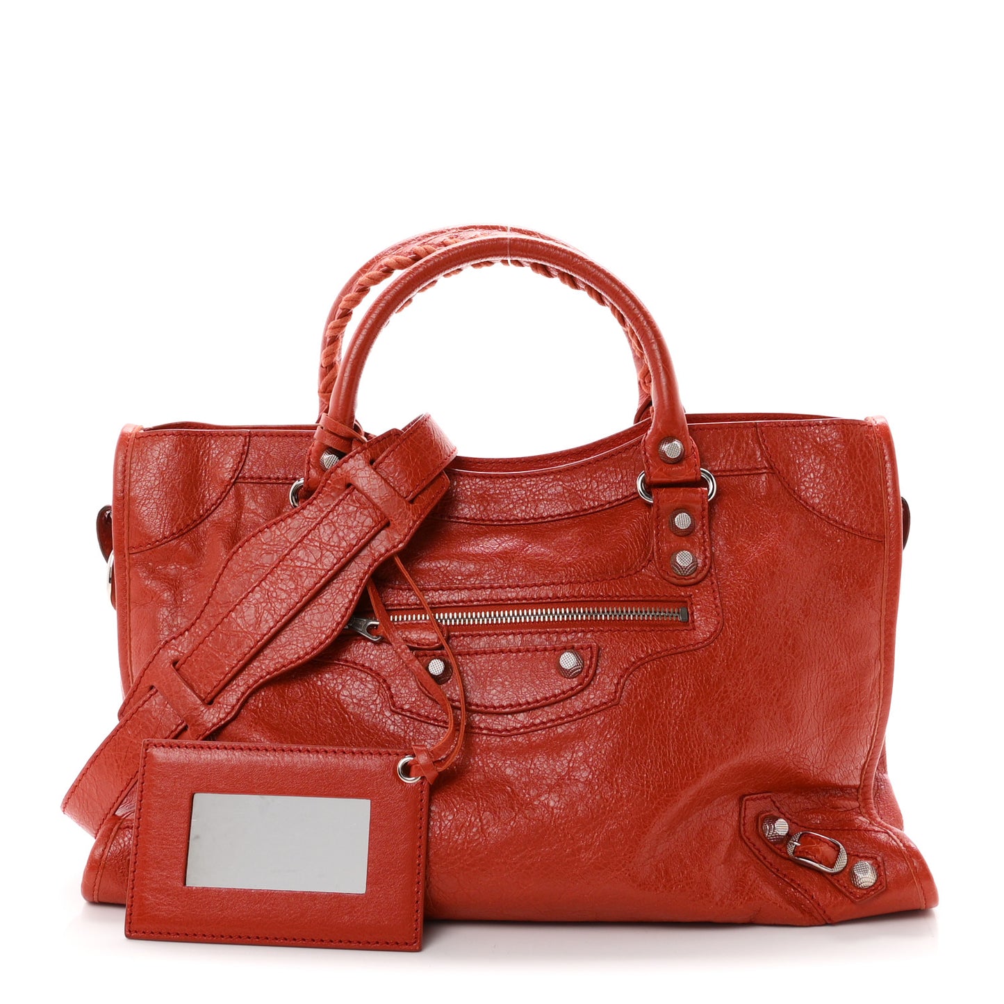 Agneau Giant 12 Silver Hardware City Rouge Ambre