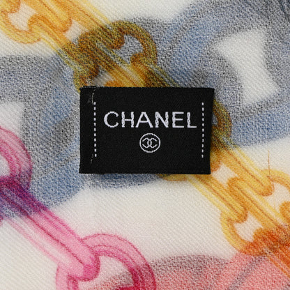 Chanel Cashmere CC Chain Scarf Shawl Ivory Multicolor 2 of 3