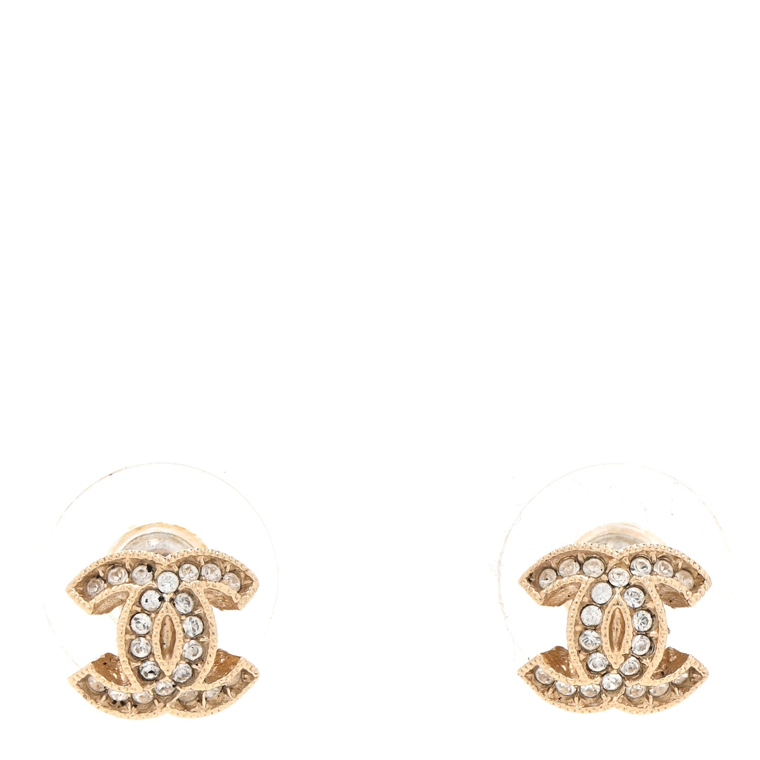 Chanel Crystal CC Earrings Gold 3 of 6