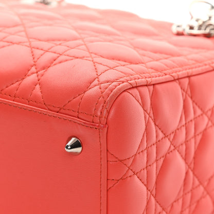 Christian Dior Lambskin Cannage Medium Lady Dior Coral 9 of 13