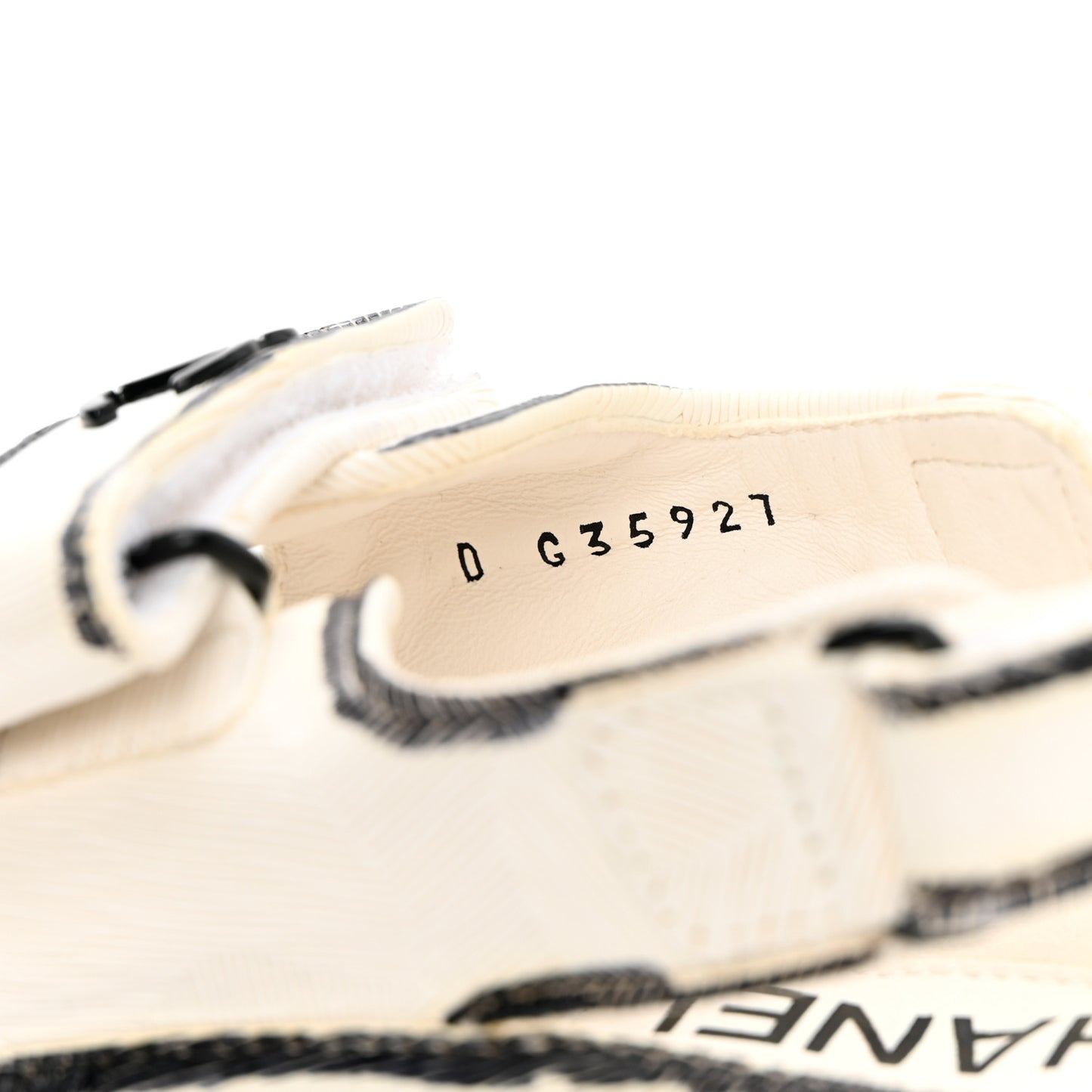 Calfskin Printed Velcro Dad Sandals 35 White Black