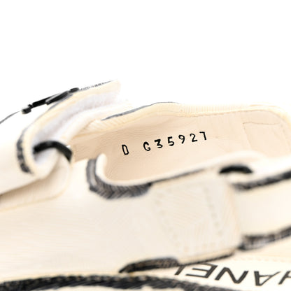 Chanel Calfskin Printed Velcro Dad Sandals 35 White Black 6 of 10