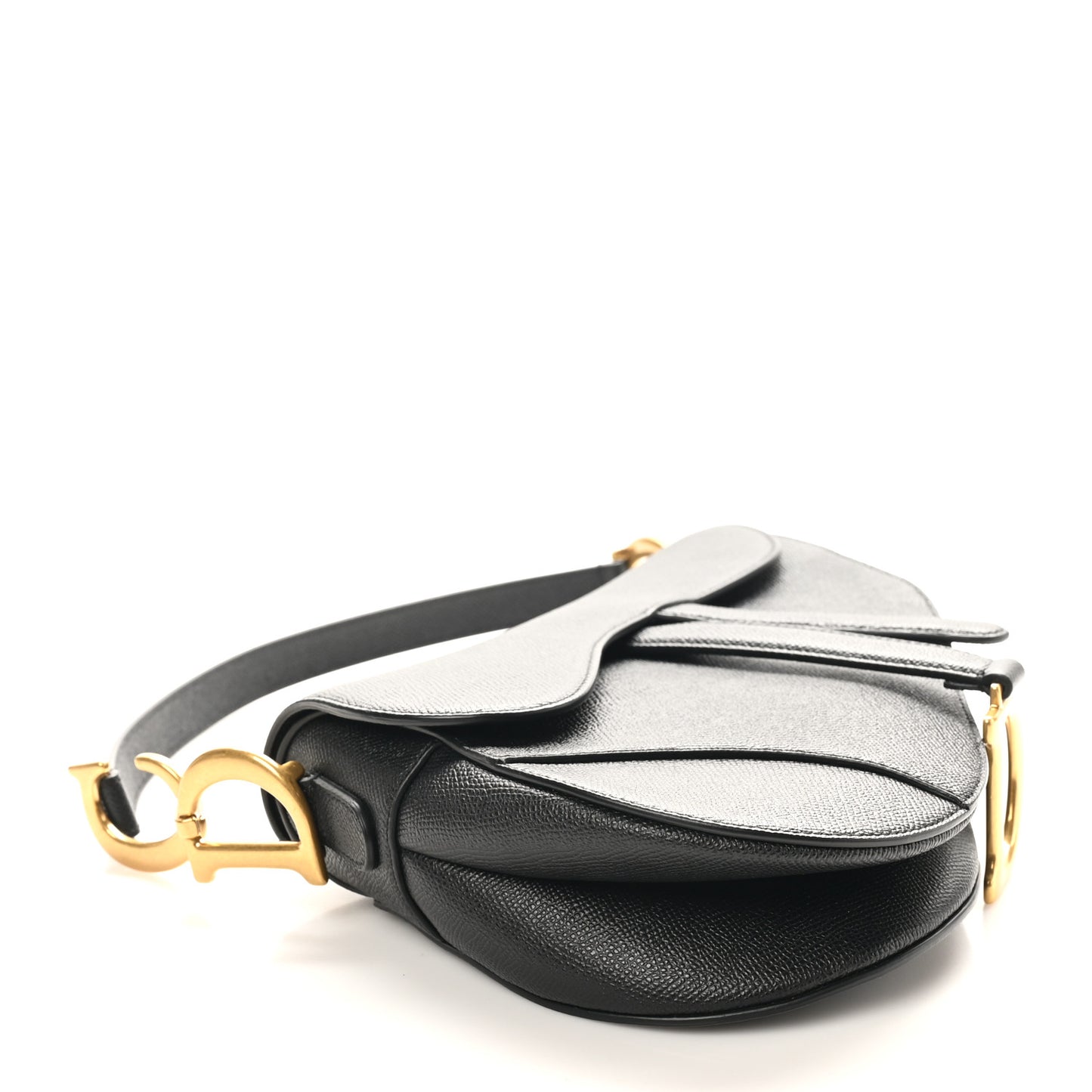 Grained Calfskin Saddle Bag Black