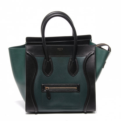 Celine Smooth Calfskin Mini Luggage Bag Bottle Green Black 1 of 9
