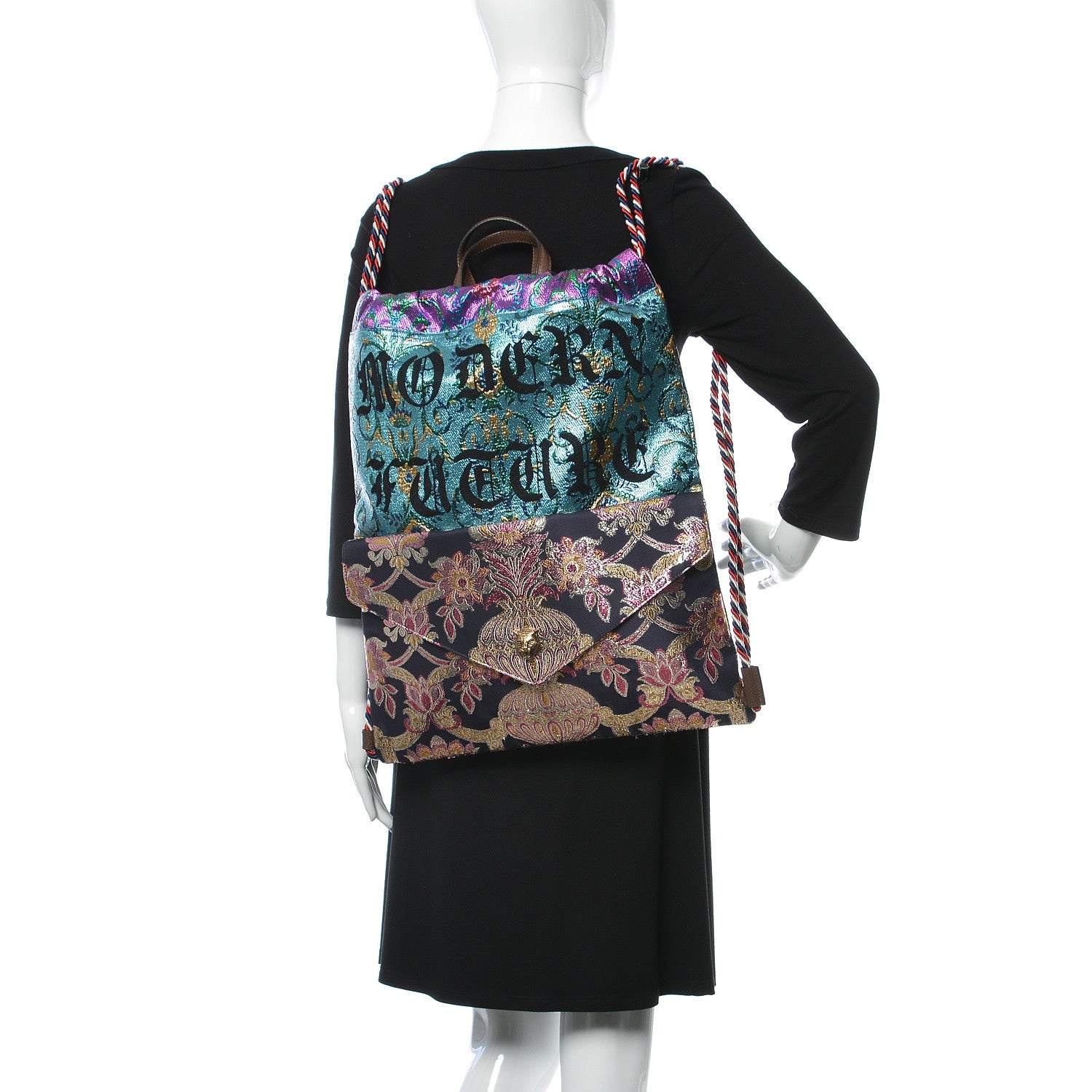 Gucci Brocade Embroidered Drawstring Backpack Multicolor 2 of 9