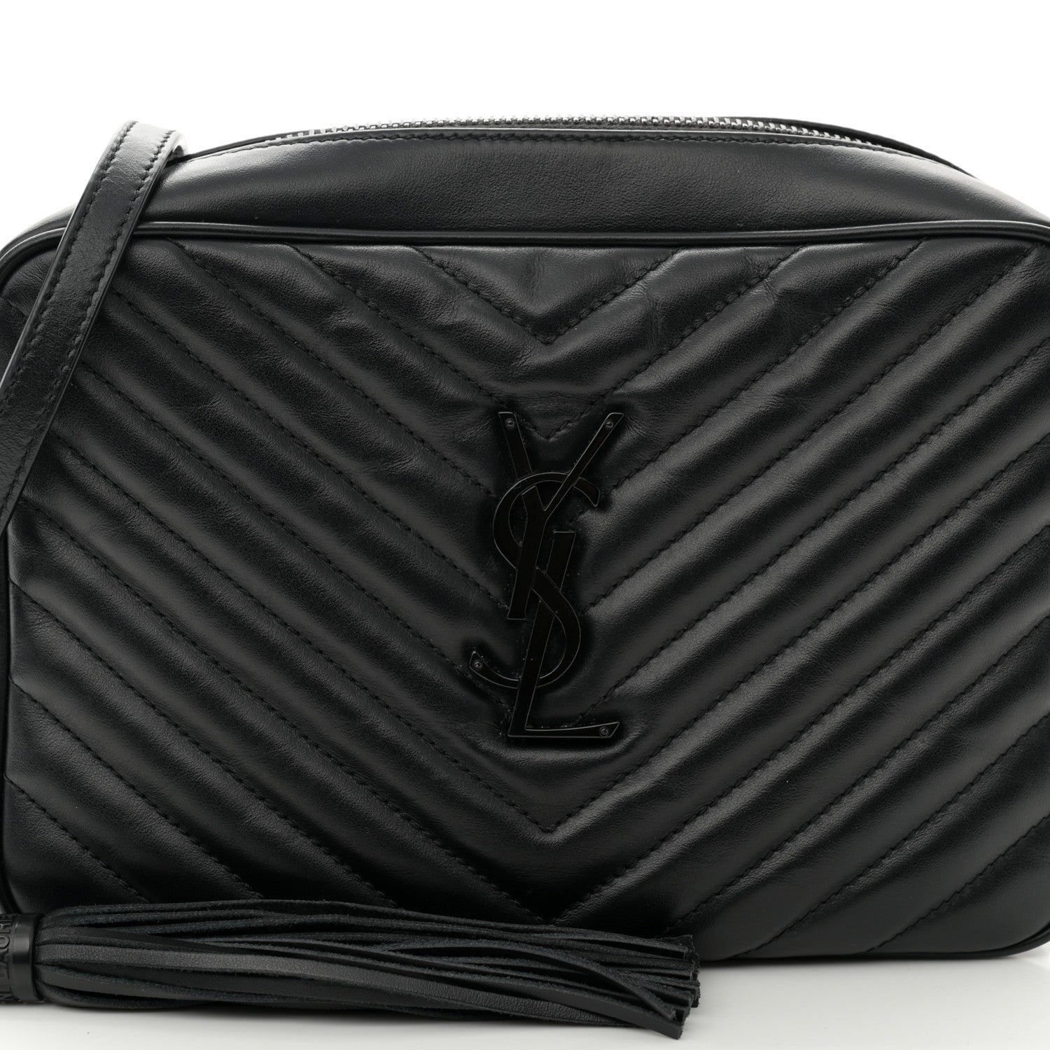 Saint Laurent Calfskin Matelasse Monogram Monochrome Lou Camera Bag Black 5 of 9