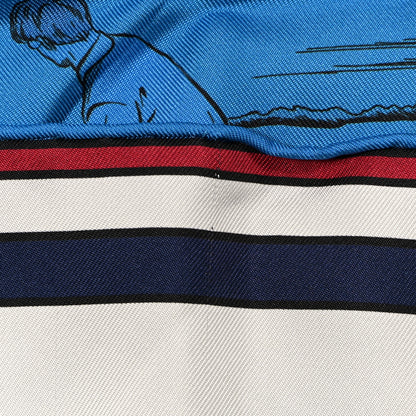 Hermes Silk Carre Wow Double Face Scarf 90 Bleu Vert Bleu Dur 6 of 6