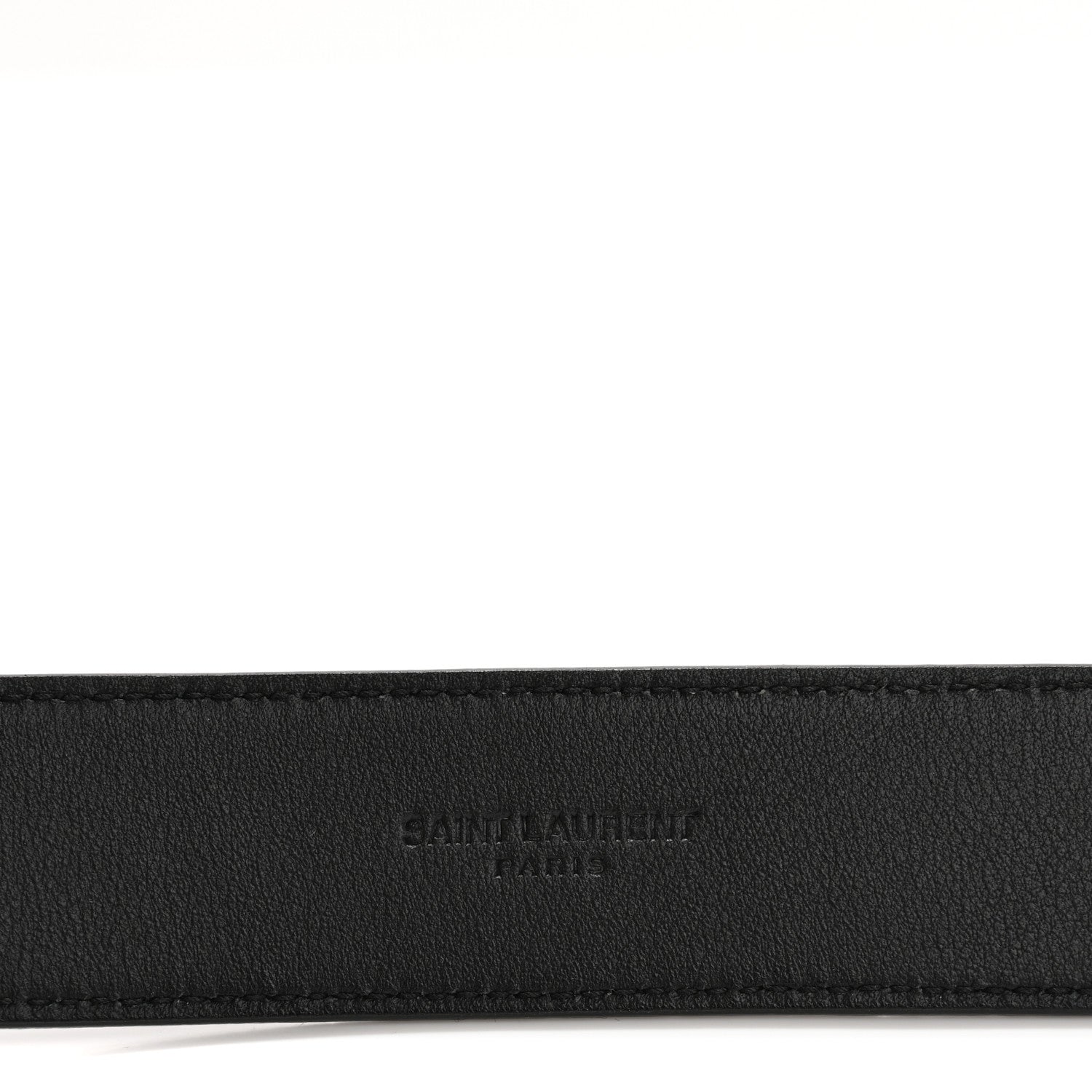 Saint Laurent Calfskin Crocodile Embossed Monogram Square Buckle Belt Black 5 of 7