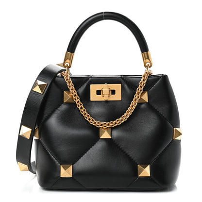 Valentino Garavani Nappa Small Roman Stud The Handle Bag Black 1 of 8