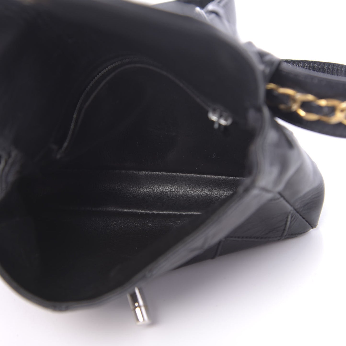 Calfskin Diamond Embossed Flap Waist Belt Bag Black