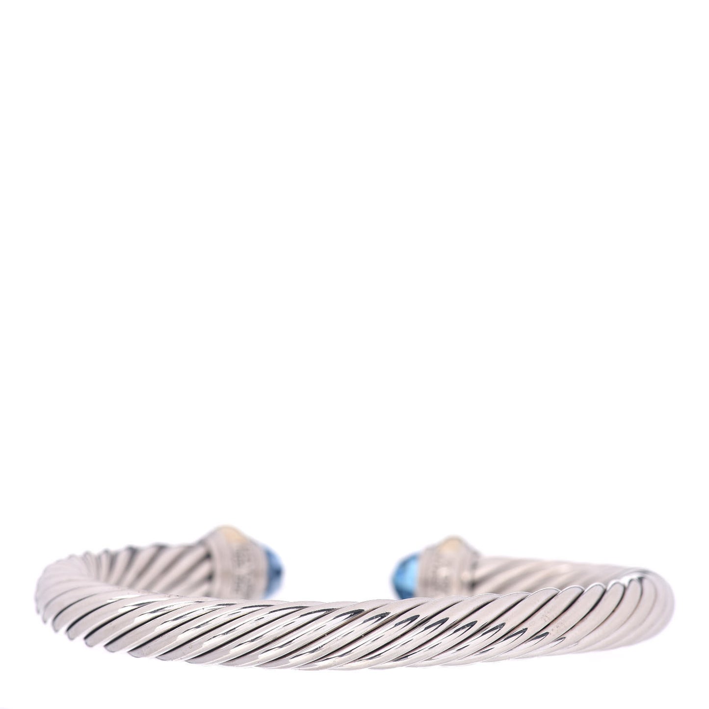 Sterling Silver 14K Yellow Gold Blue Topaz 7mm Cable Classics Bracelet