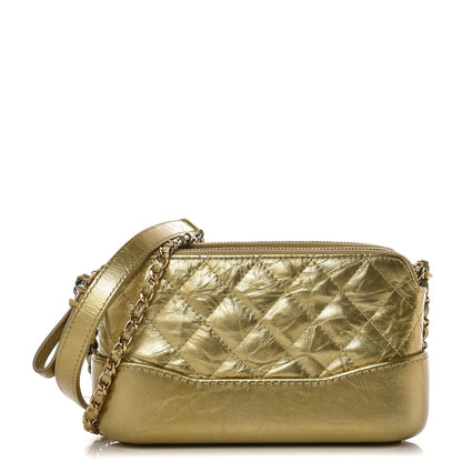 Chanel Metallic Aged Calfskin Quilted Small Gabrielle Clutch With Chain Gold 1 of 10