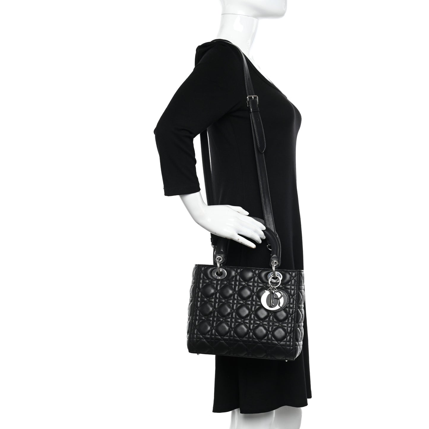 Lambskin Cannage Medium Lady Dior Black