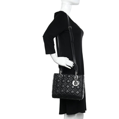 Christian Dior Lambskin Cannage Medium Lady Dior Black 2 of 10