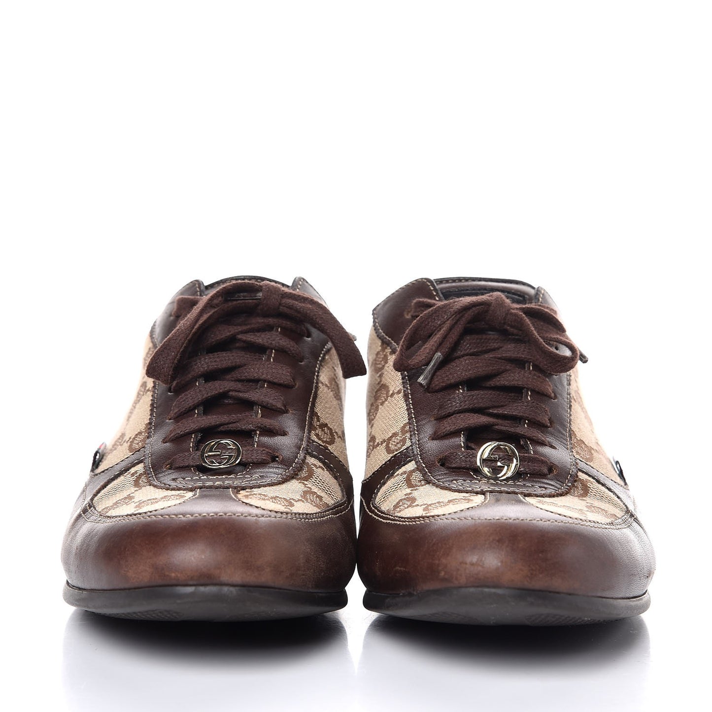 GG Monogram Calfskin Sneakers 38 Dark Brown