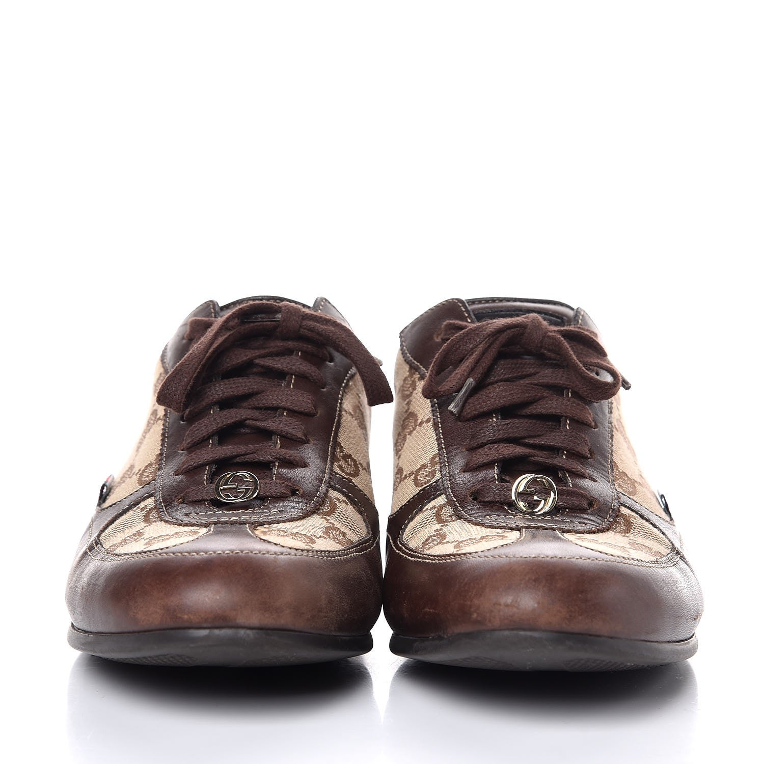 Gucci GG Monogram Calfskin Sneakers 38 Dark Brown 2 of 11