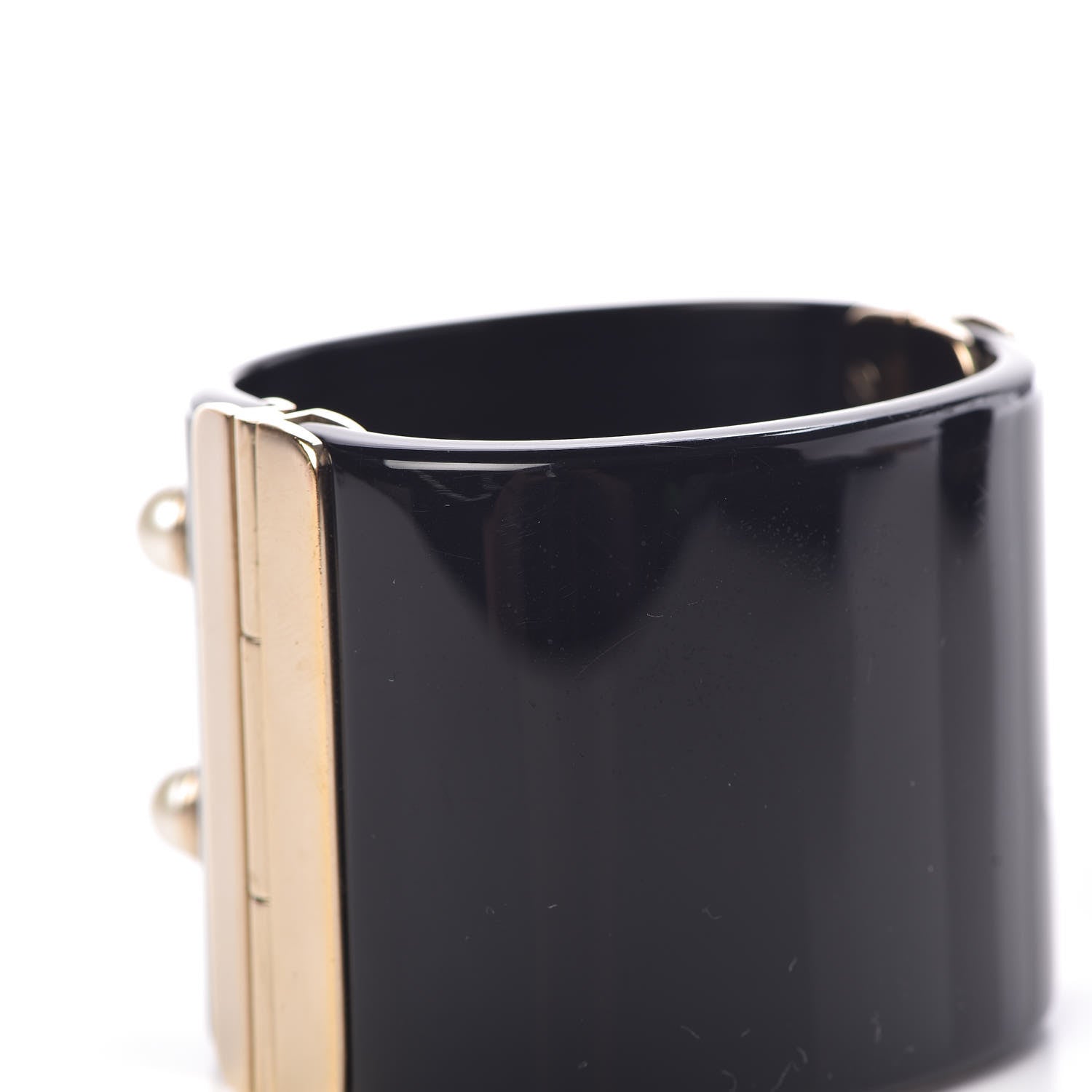 Chanel Resin Pearl CC Cuff Black 8 of 10