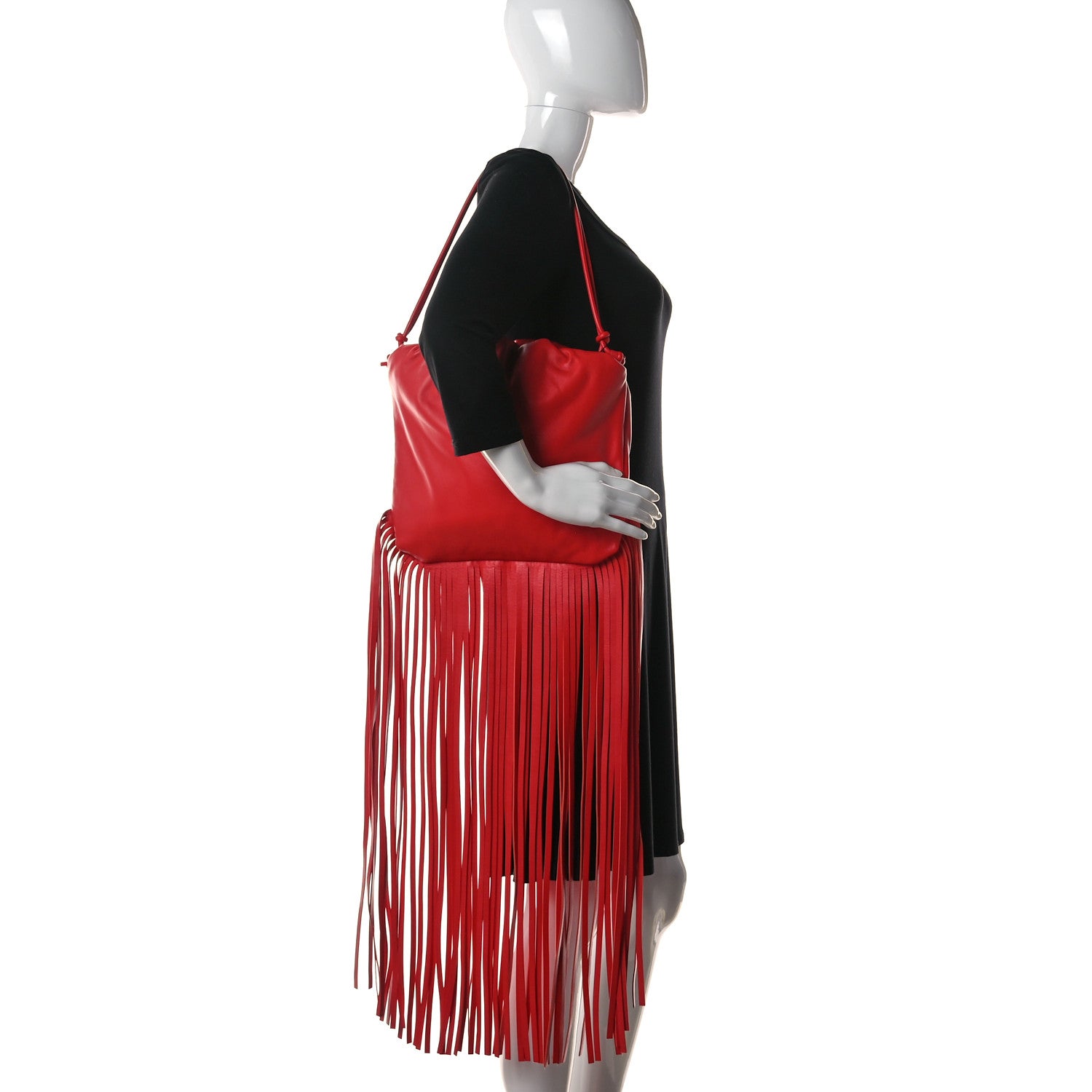 Bottega Veneta Nappa The Fringe Pouch Shoulder Bag Red 2 of 7