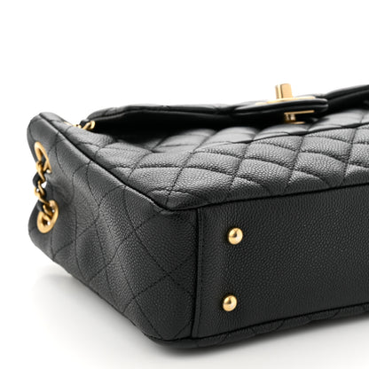 Chanel Caviar Calfskin Quilted Small Top Handle Flap Black Black 9 of 10