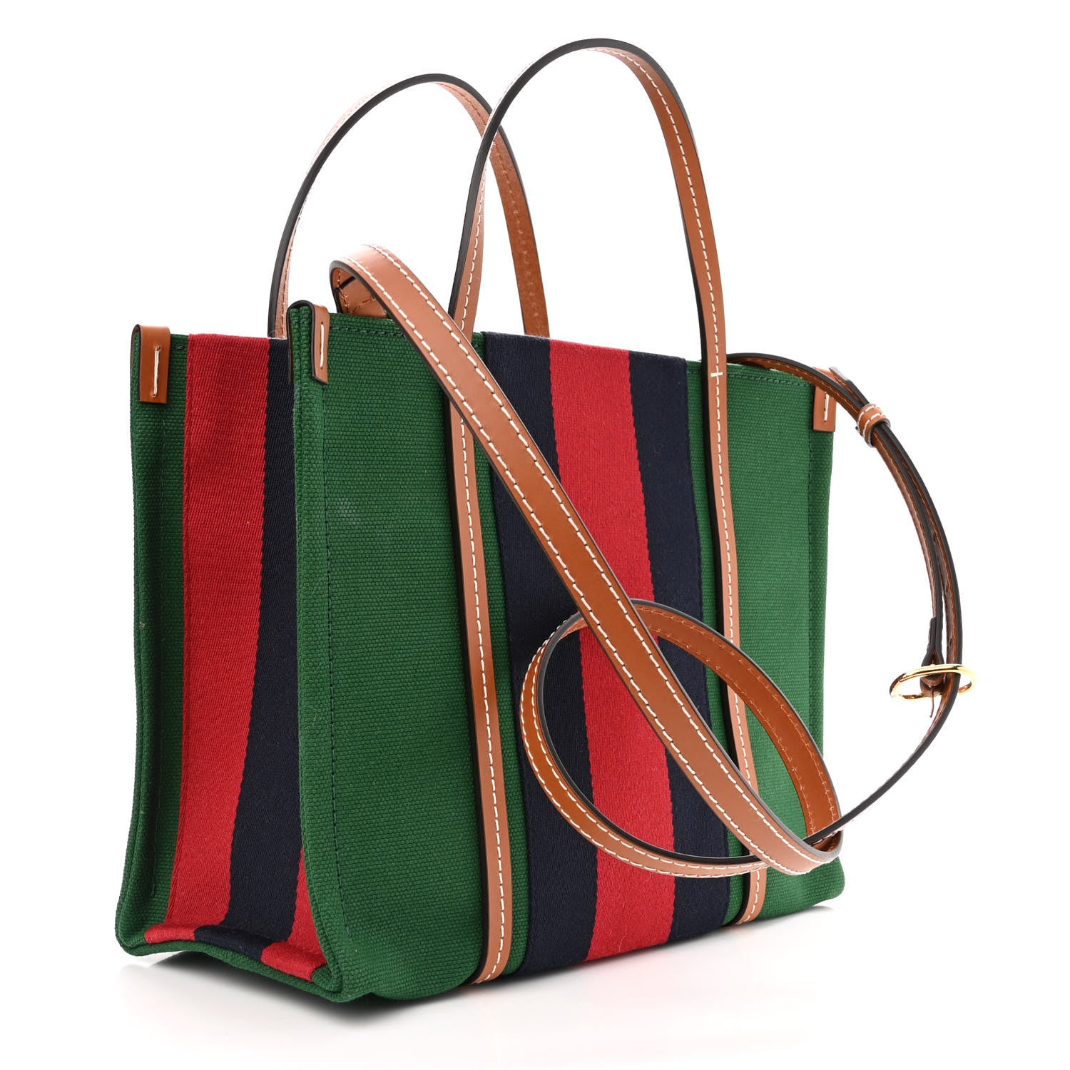 Gucci Canvas Calfskin Web Interlocking G Tote Bag Green 3 of 11