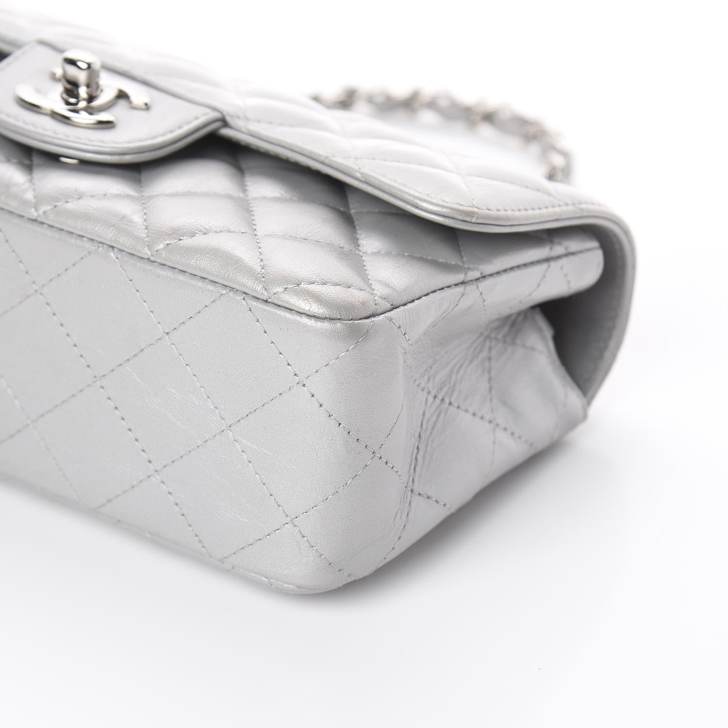 Chanel Metallic Lambskin Quilted Mini Rectangular Flap Silver 8 of 8