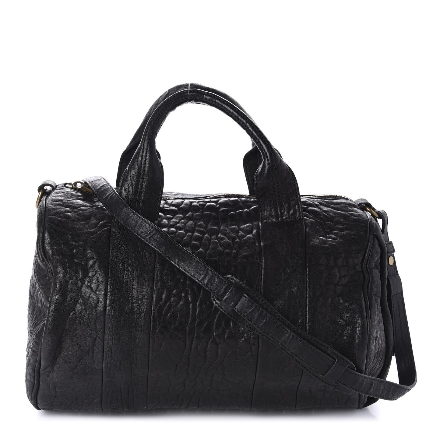 Pebbled Lambskin Rocco Black Antique Brass Hardware