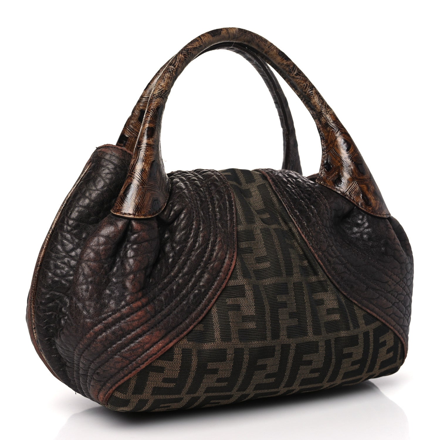 Fendi Zucca Nappa Nuvolata Vitello Tortuga Small Spy Tobacco Moro 3 of 11