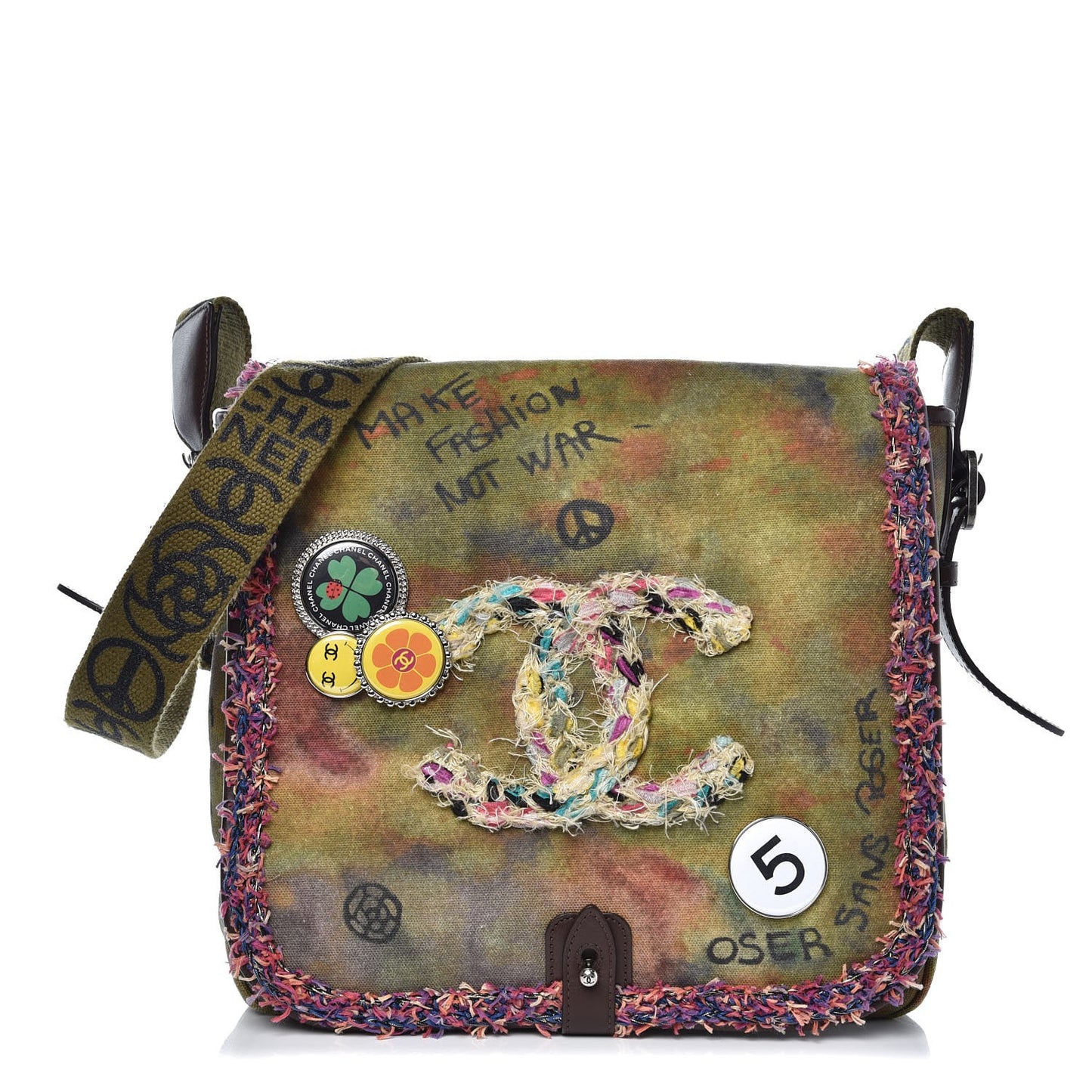 Washed Toile Graffiti On The Pavements Messenger Khaki Multicolor