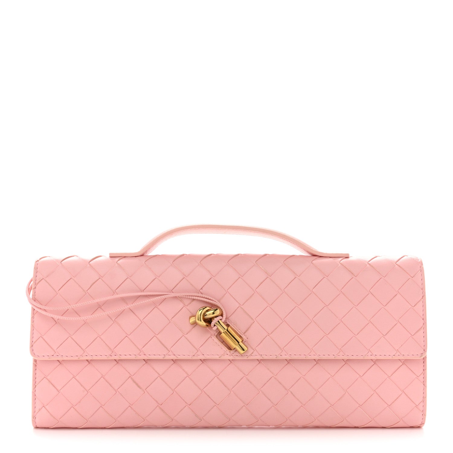 Bottega Veneta Nappa Intrecciato Long Andiamo Top Handle Clutch Rose 1 of 7