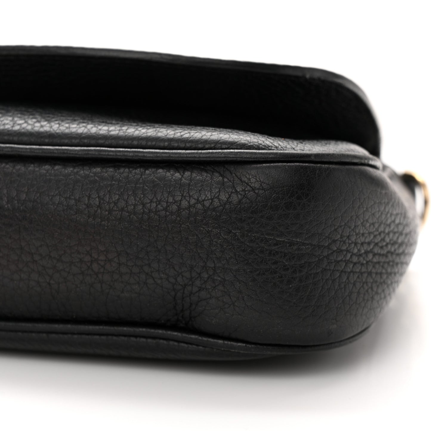 Pebbled Calfskin Medium Soho Flap Crossbody Black