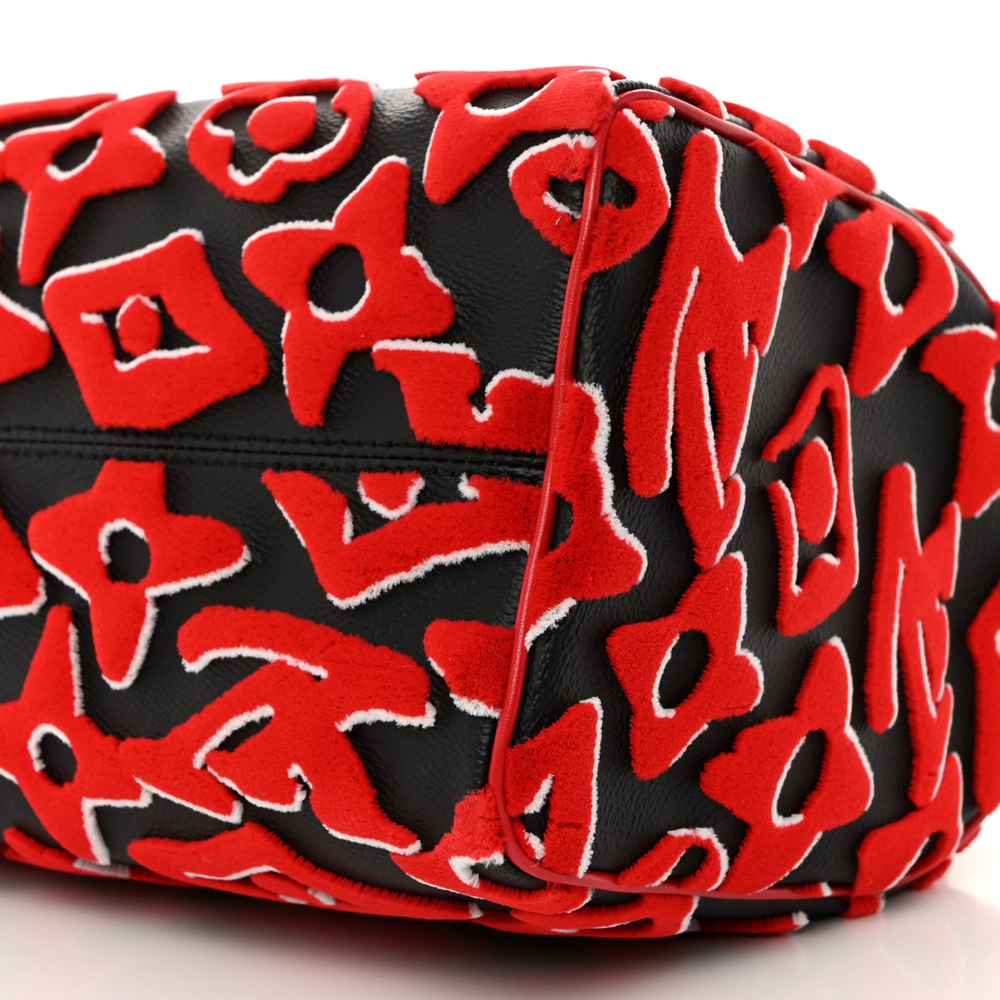 X UF Tufted Monogram Speedy Bandouliere 25 Black Red