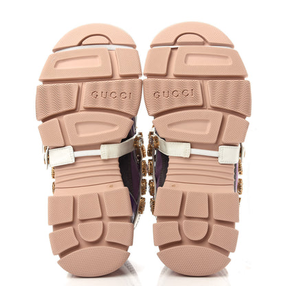 Gucci X SEGA Nylon Calfskin Suede Removable Crystals Womens Flashtrek Sneakers 40 New Lavender Loess Shine Purple 6 of 11