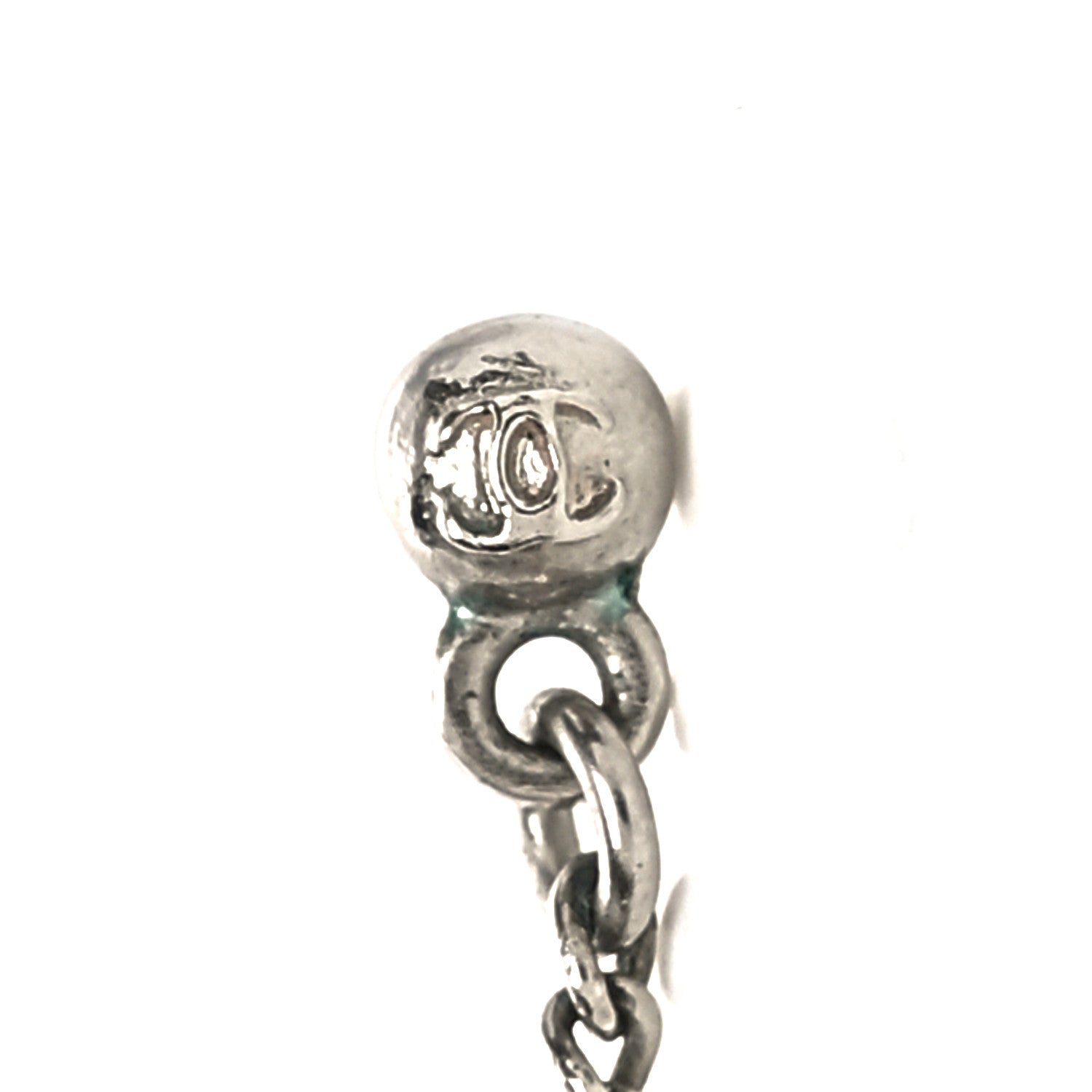 Chanel Crystal Baguette CC Drop Earrings Silver 4 of 4