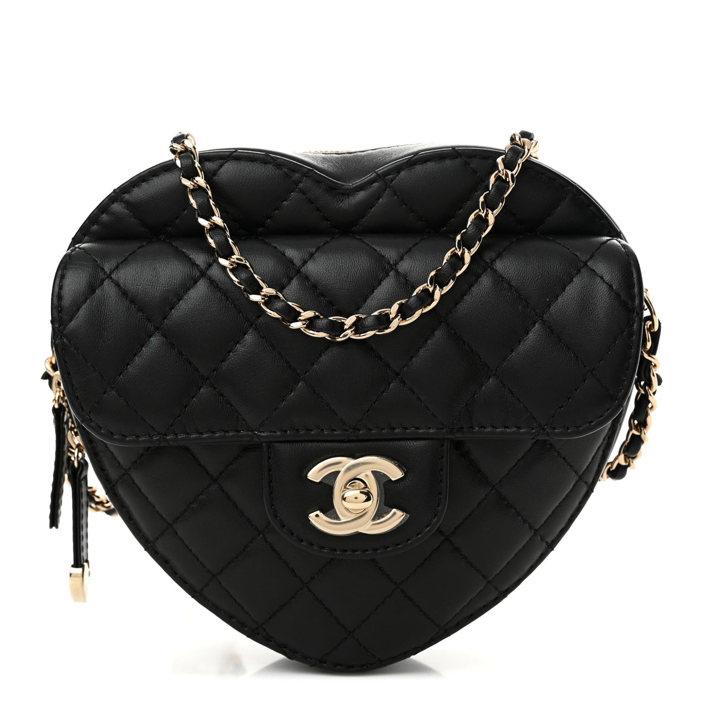 Lambskin Quilted CC In Love Heart Bag Black