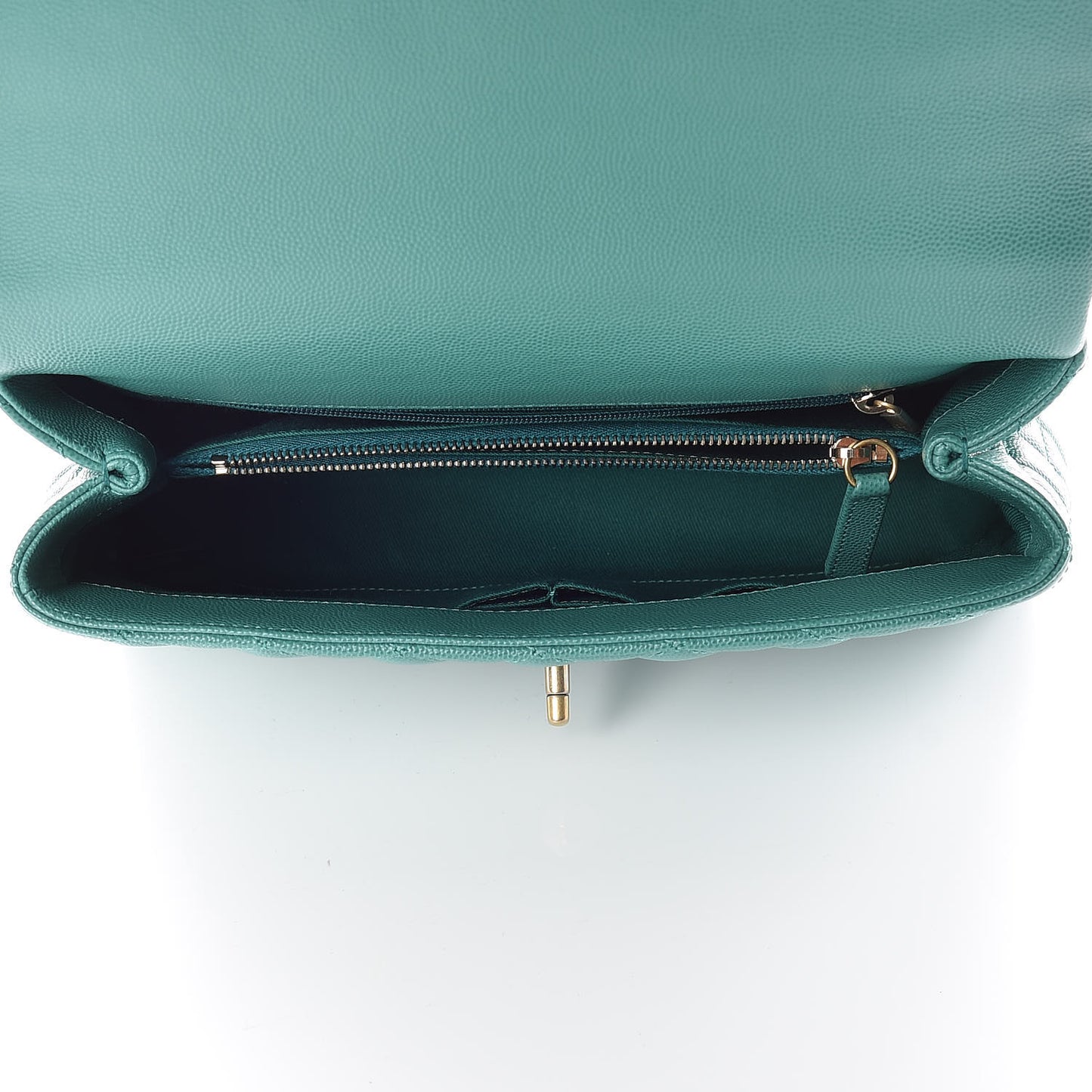 Caviar Lizard Quilted Small Coco Handle Flap Green