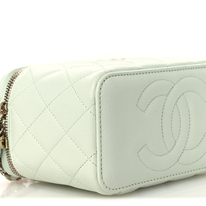 Chanel Caviar Quilted Small Tiny CC Vanity Case With Chain Light Green 9 of 12