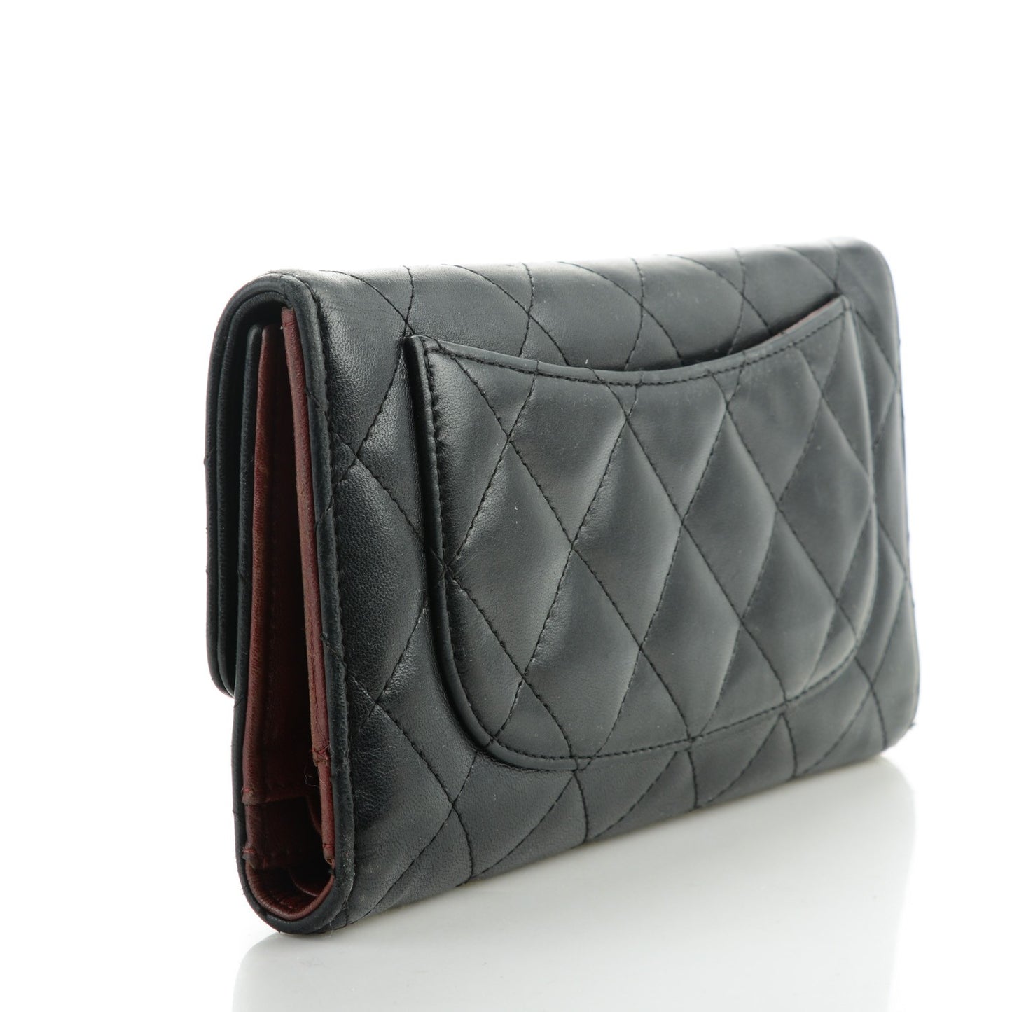 Lambskin Quilted Large Flap Wallet Black